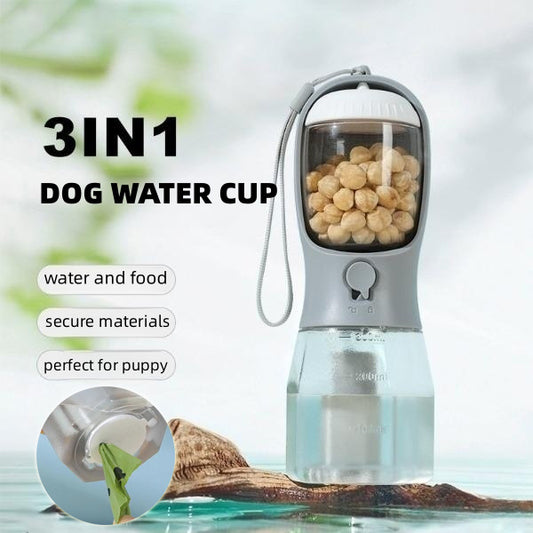 Convenient 3-in-1 Dog Cup: Water, Food, and Waste Bags On-the-Go! - goodestpetstore