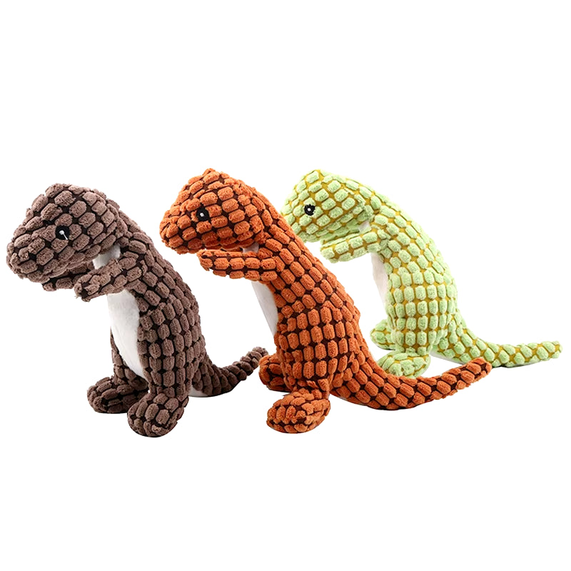 Plush Dog Toy Dinosaur Shaped Interactive Squeaky Toys for Small Large Pets Tooth Cleaning Chew Toy Accessories