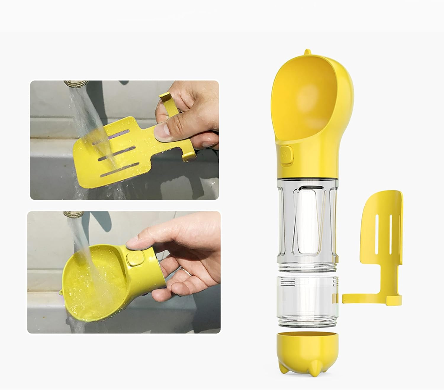 3-in-1 Portable Dog Travel Bottle Set with 17 Oz Water Feeder, Food Container, and Waste Bag Dispenser - Ideal for Outdoor Walks and Travel, Yellow