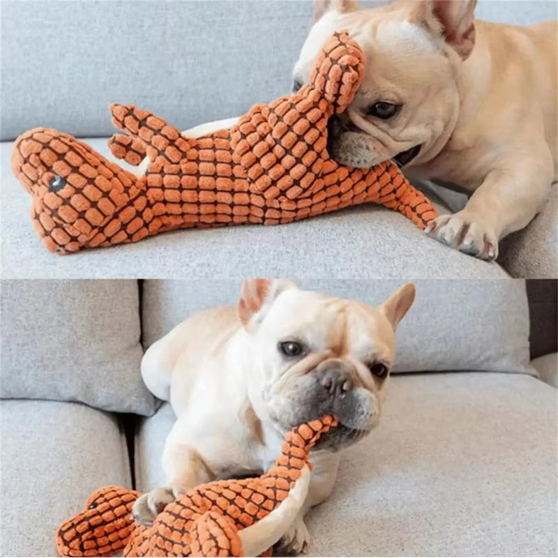 Plush Dog Toy Dinosaur Shaped Interactive Squeaky Toys for Small Large Pets Tooth Cleaning Chew Toy Accessories