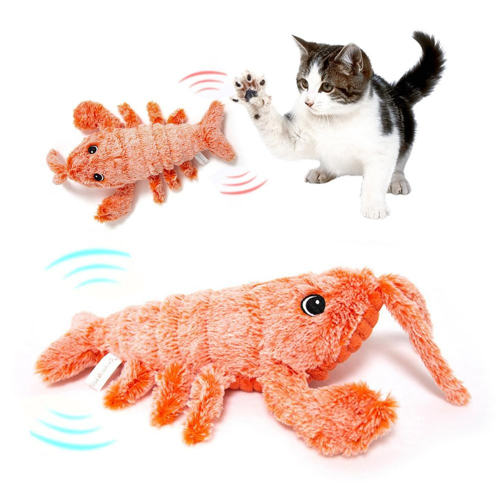 Electric Jumping Shrimp Toy: USB Charging Plush Fun for Cats